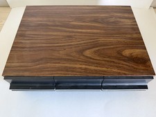 Vintage Faux Wood Grain 3-Drawer Audio Cassette Tape Storage Box Organizer Case