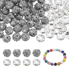 100 Pcs 10mm Rhinestone  Spacer Beads for Jewelry Making, Transparent Gray