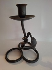 Vintage Wrought Iron Floral Leaf Candle Holder / Decorative Sculpture — listing 2