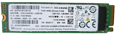 SK Hynix 512GB M.2 NVMe SSD - PC601, HFS512GD9TNG-/Gebraucht-Guter Zustand