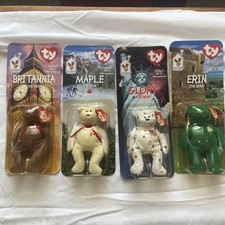 1999 McDonald's TY Teenie Beanie Babies International Bears COMPLETE Set 4