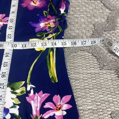 Lauren Ralph Lauren Dress Womens Size 14 Navy Blue Floral Colorful V Neck - Picture 8 of 9