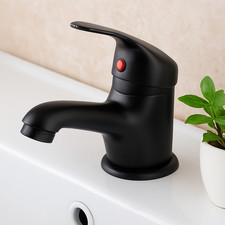 Matt Black Mono Basin Mixer Tap Single Lever Handle Bathroom