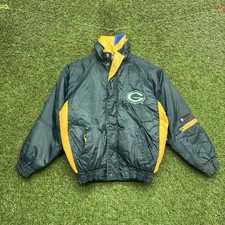 Vintage Green Bay Packers Jacket Youth Medium Logo 7 Sports Puffer 90s Zip Up