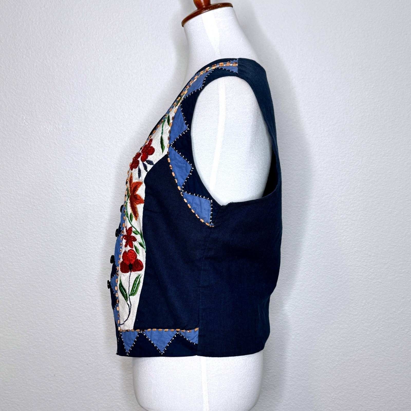 CAROLE LITTLE Patchwork Embroidered Applique Vtg … - image 5