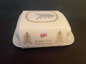 Eaton Fine Dining Butter Dish Large with Real Gold Design 7" x 5 1/4" Tray