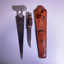 Vintage Knapp Hunting Kit Saw & Edge Brand Solingen Germany Stag Knife 471 50s