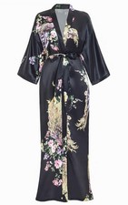 BestWendding Women's Satin Kimono Robes Peacock and Floral Printed Long Bathr...
