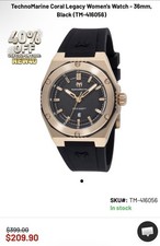 TechnoMarine Coral Legacy Women  s Watch 36mm Black Dial   New in Box