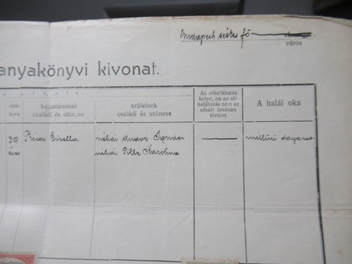 1908 Certificato di morte Andor Dávid Ungheria Budapest con francobolli delle entrate - Foto 5 di 7