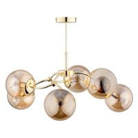 Deckenleuchte 6-Flammig Glas Gold Bernstein E14 L:53 Cm Deckenlampe Schlafzimmer