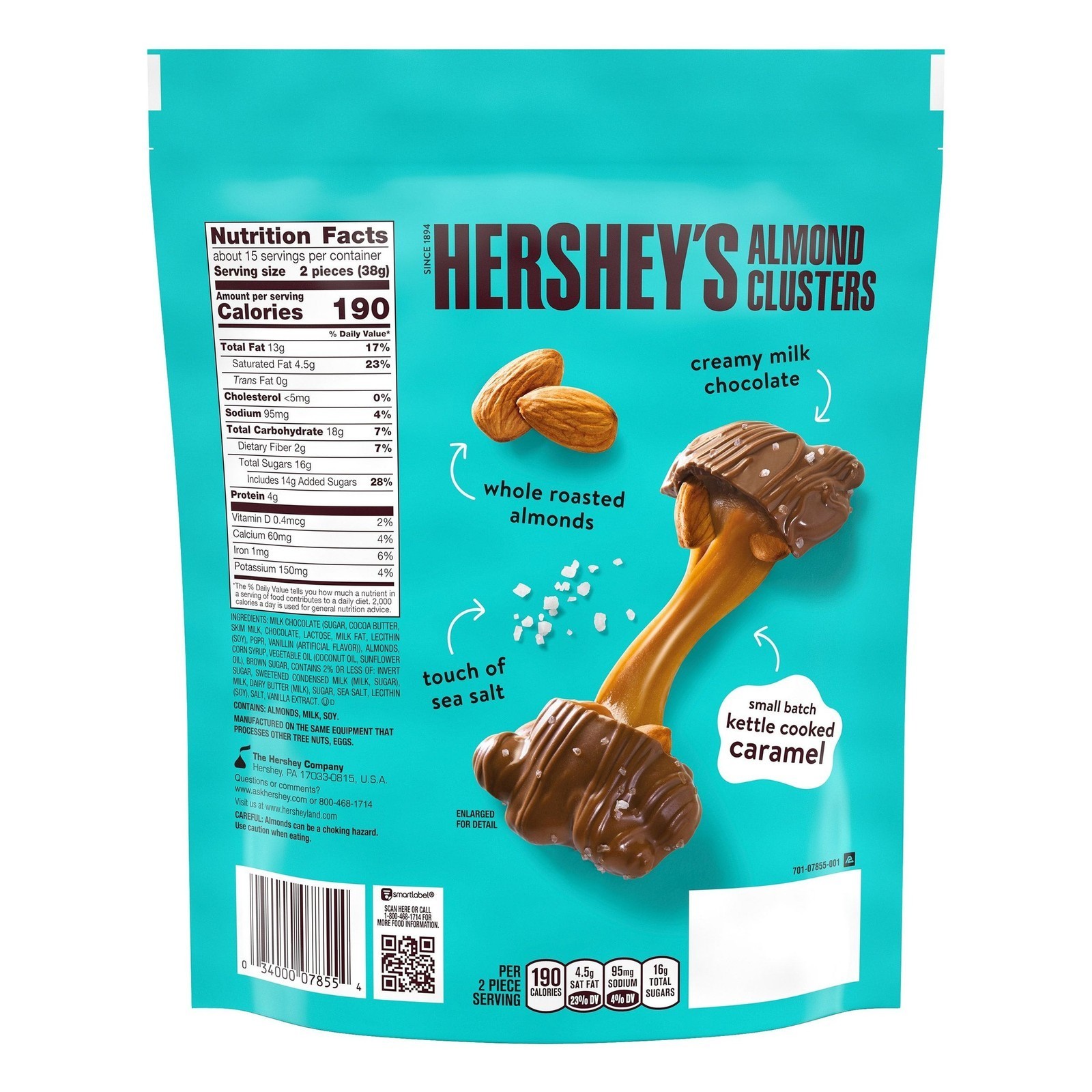 Hersheys Almond Clusters Milk Chocolate With Almonds, Caramel And Sea Salt 20 Oz
