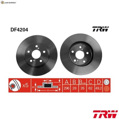 2x BREMSSCHEIBE DF4204 FÜR TOYOTA HIGHLANDER/KLUGER CAMRY PREVIA/II  LEXUS  
