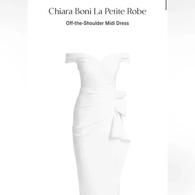 Chiara Boni La Petite Robe Women's Off-the-Shoulder Midi Dress - White - Size 6 Chiara Boni La Petite Robe Women's Off-the-Shoulder Midi Dress - White - Size 6