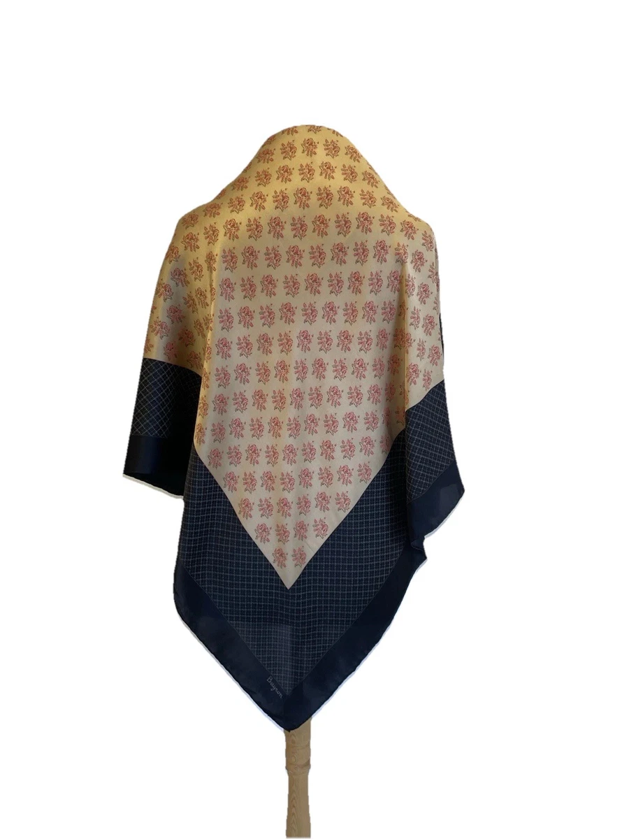 Foulard En Soie Bayron Vintage - 85x86 Cm - Bord Bordeaux - Occasion