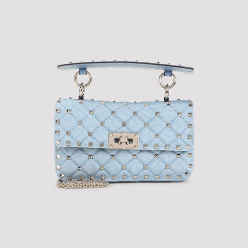 VALENTINO GARAVANI Rockstud Spike Small Blue Leather Shoulder Bag New