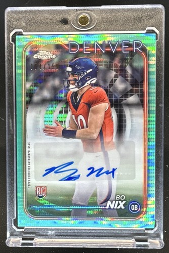 2024 Topps Chrome Bo Nix Rookie Auto Aqua Sonar Refractor RC #/199 Broncos
