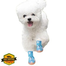 Paipeper Dog Shoes Small Blue White Size 4 Breathable Paw Protector Boots