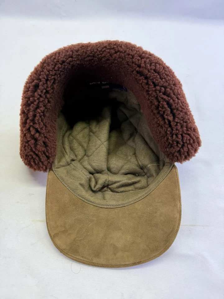 De Colección Polo Deportivo Ralph Lauren Cuero Shearling DeerStalker Gorra Caza Marrón Lg Foto 3 de 4