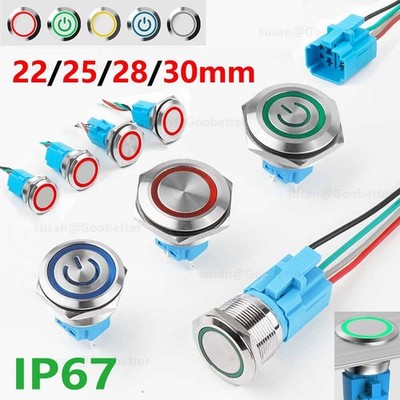 Metall Druckschalter Drucktaster Ø 22 25 28 30mm Rastend Tastend LED 24V 220V