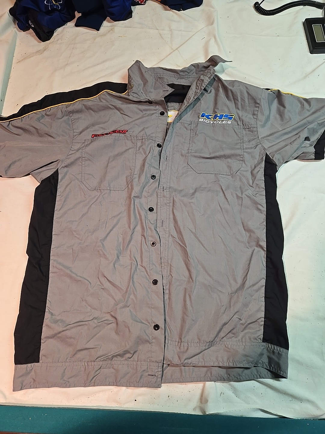 KHE Free Agent Bike Mechanics Button Up Shirt Jersey Grey La