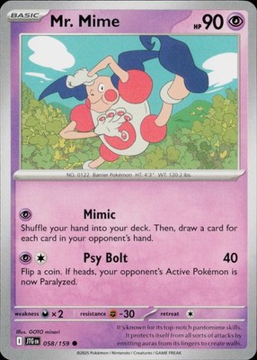 Mr. Mime JTG SV09: Journey Together #058/159 Common NM