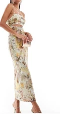 ASOS DESIGN  Maxi Dress Cut Out 10 Slip Style Night Out Wedding Marble Print R