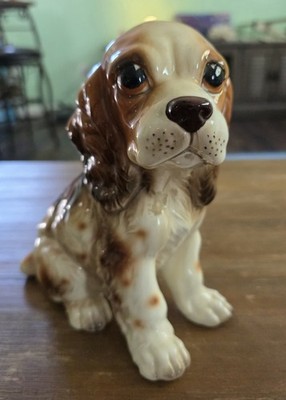 Vintage Lefton Cocker Spaniel Puppy Dog Sitting Figurine #H8165 Japan 8''