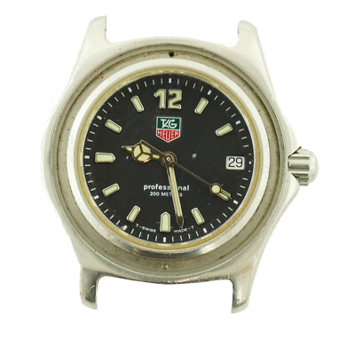 TAG HEUER PROF BLACK DIAL 200M S.S. WATCH HEAD FOR PARTS OR REPAIRS