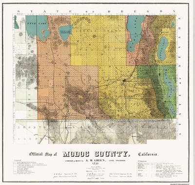 Historic County Map - Modoc County California - Green 1911 - 24.31 x 23