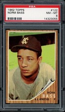 1962 Topps Baseball #122 Norm Bass PSA 8 (Green Tint)