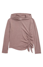 ZELLA Nordstrom GIRLS L 10/12 Purple Side Bow Tie Knit Hoodie Sweater Top NEW