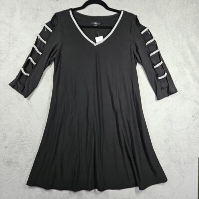 light blue strapless formal dress Beaufort Embellished Cold Shoulder Mini Dress in Black main image 1