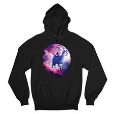 Cat Riding a Llama in Space Sweatshirt Weird Galaxy Moon Creative Hoodie