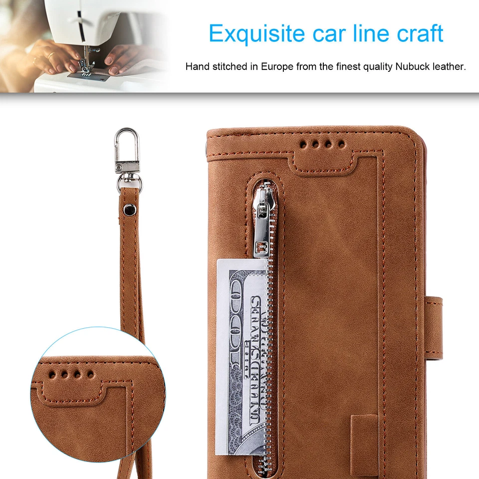 Zipper Leather Wallet Case For Samsung Galaxy S24 Plus S23 Ultra S22 S21 S20 - Image 4 of 4