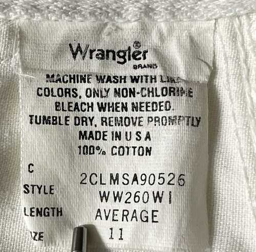 Vintage Wrangler Rock weiß Denim Passe Detail Größe 11 100 % Baumwolle USA Taille 29 Zoll - Bild 8 von 13