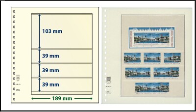 10 LINDNER 802413 T Blank Sheets 4 Pockets 103/39/39/39x189mm