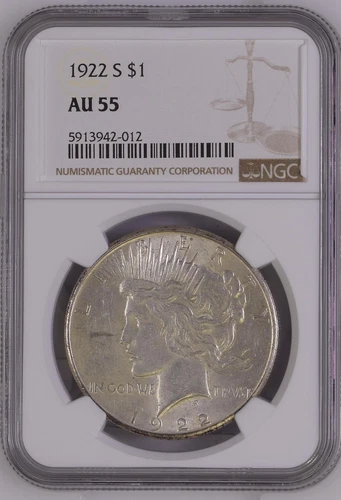 1922 S Peace Silver Dollar NGC AU-55