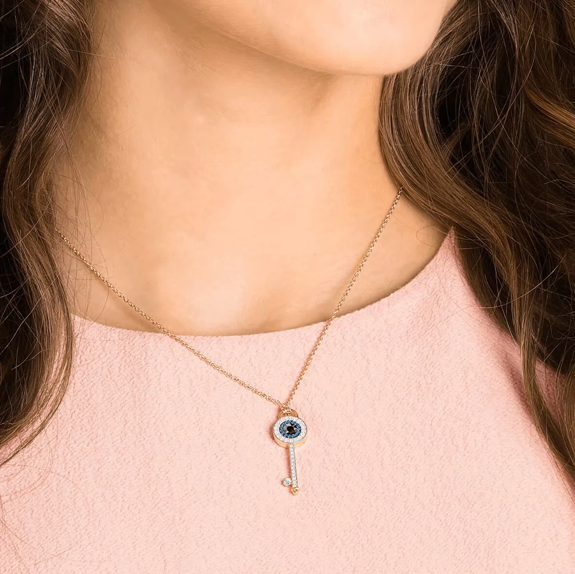 Swarovski evil sale eye necklace gold