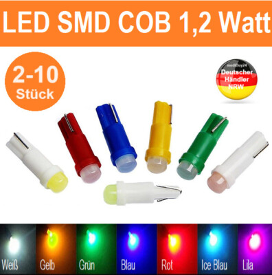 LED SMD COB T5 1,2W 12V Display Anzeige Weiß,Blau,Rot,Grün,Gelb,Lila Lampe Licht