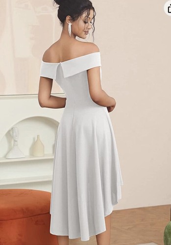 JASAMBAC White 2XL Off The Shoulder Dress for Women Wedding Cocktail Dresses - Picture 2 of 14
