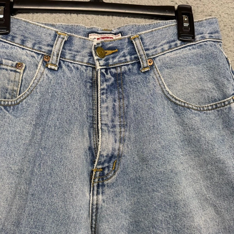 Vintage BUffalo Jeans Men's 32 Blue Denim Light Faded Straight Fits 30x33 90s - Image 3 of 4
