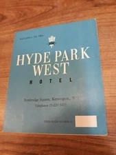 Vintage Check in Brochure ~ HYDE PARK WEST HOTEL, London, England