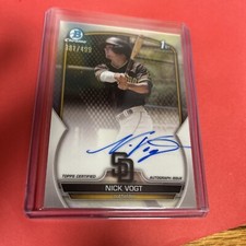 2023 Bowman Chrome Prospects Refractor Autograph Auto #NV Nick Vogt 381/499