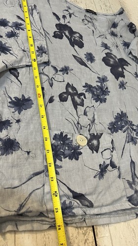 Luca Vanucci Linen Tunic Top Blouse Sz XL Dolman Sleev Pockets V Neck Oversized - Picture 8 of 9