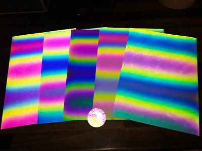 Rainbow Reflective Self Adhesive Vinyl Sheet 5 Colours A4 / A5 For Cricut Cameo - Image 1 of 4