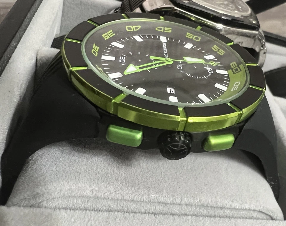 Кварцевые часы Momo Design Highway - MD1113BK-31 - черные/зеленые - циферблат из углеродного волокна - Изображение 3 из 4