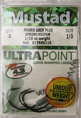 6 (2 Packungen) Mustad 91768S116 Power Schloss Plus Ultrapoint Fisch Haken 1/0