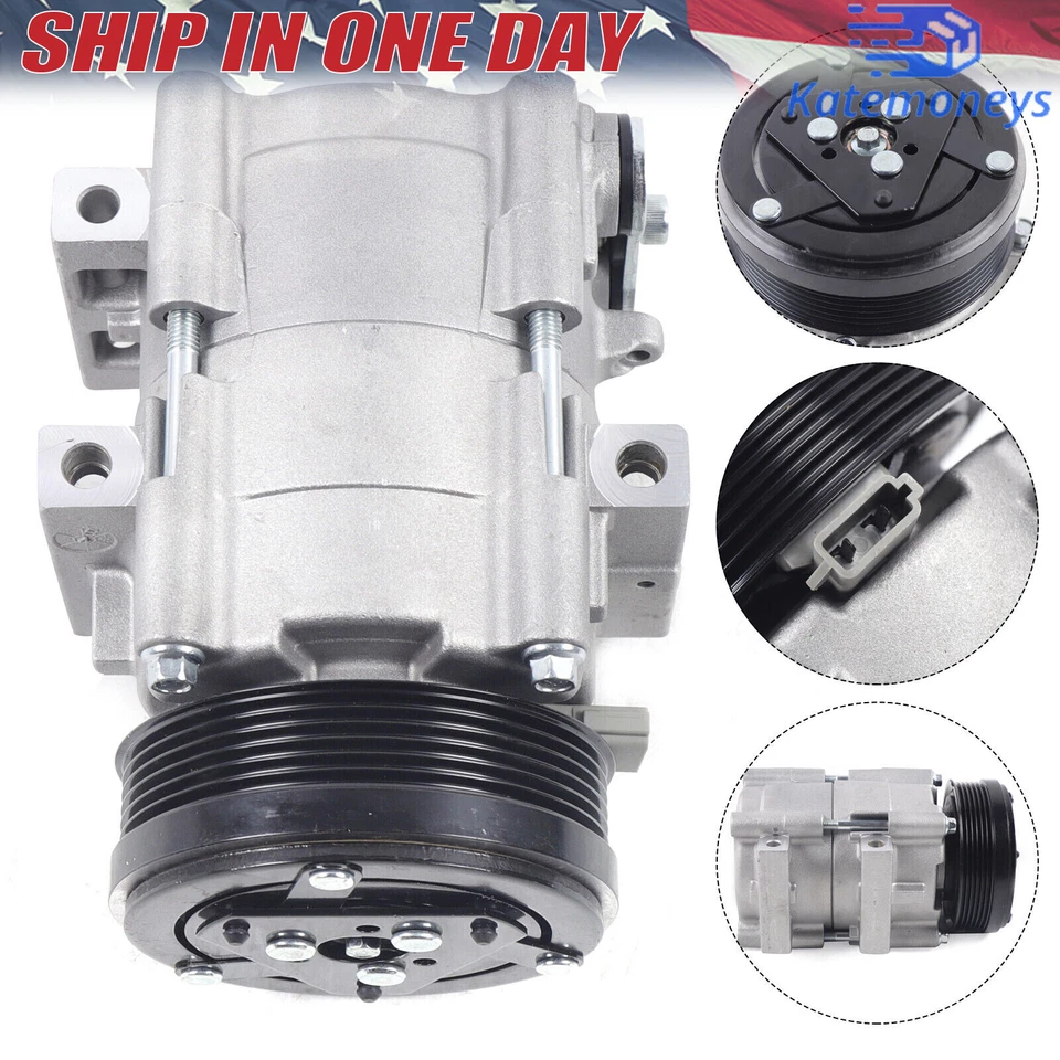 A/C Compressor For 2005-2006 Ford F-150 4.6L Air Conditioner Compressor +Clutch Foto 2 de 4