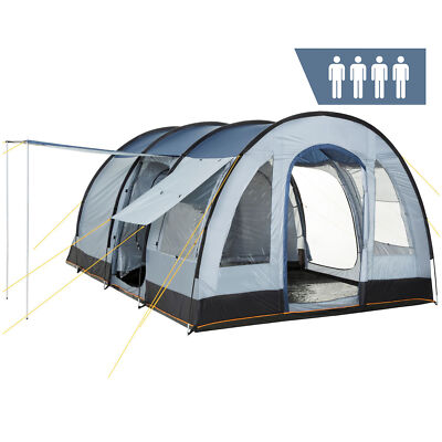 Zelt für 4 Personen Gruppenzelt Graublau 5000mm Tunnelzelt Campingzelt CampFeuer